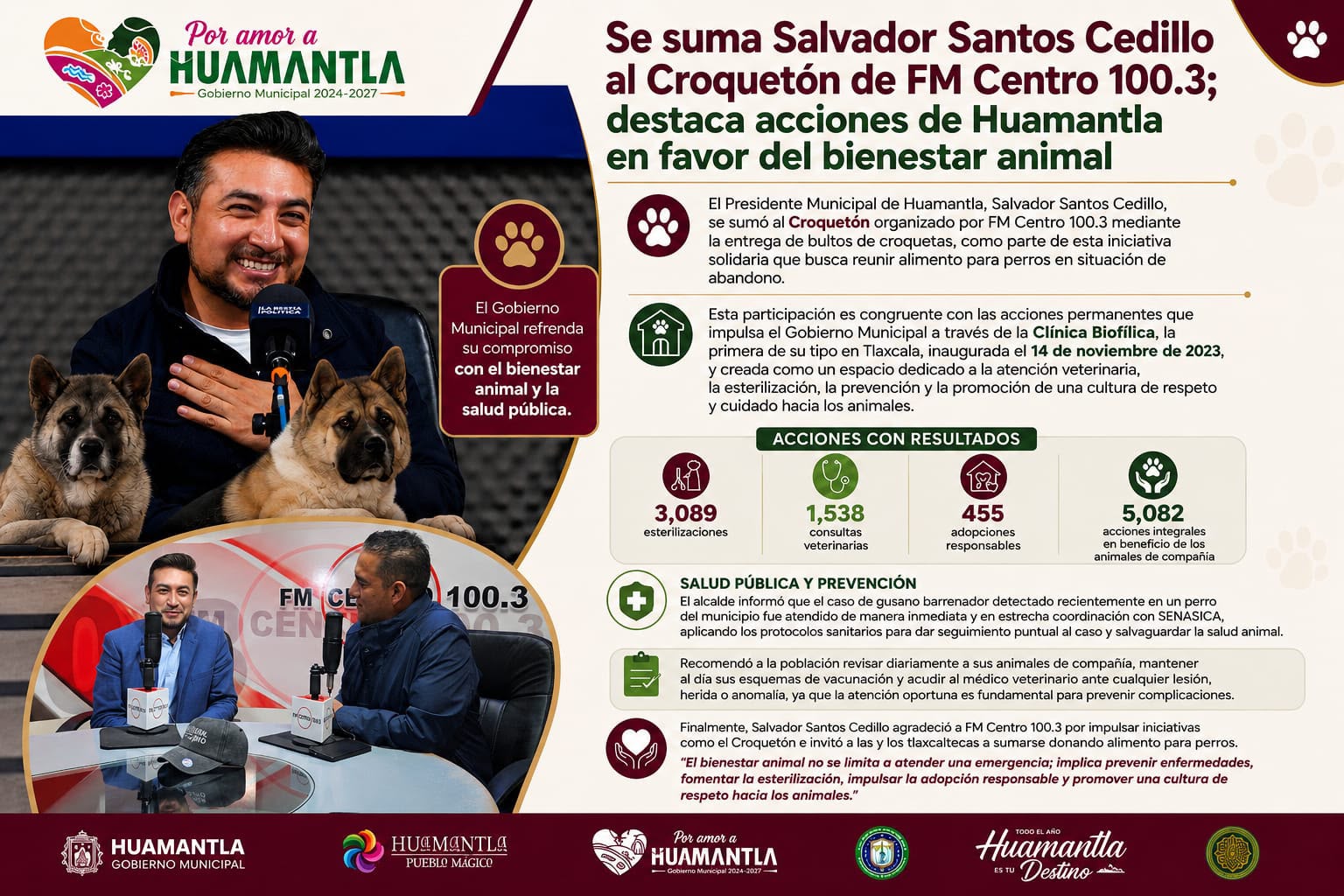 Se suma Salvador Santos Cedillo al Croquetón de FM Centro 100.3; destaca acciones de Huamantla en favor del bienestar animal